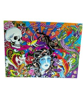 Ed Hardy x Lisa Frank Hanging File Box Skull Dragon Geisha Koi Organizer Rare